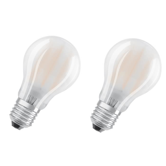 OSRAM Lot de 2 Ampoules LED E27 standard dépolie 11 W équivalent a 94 W blanc chaud