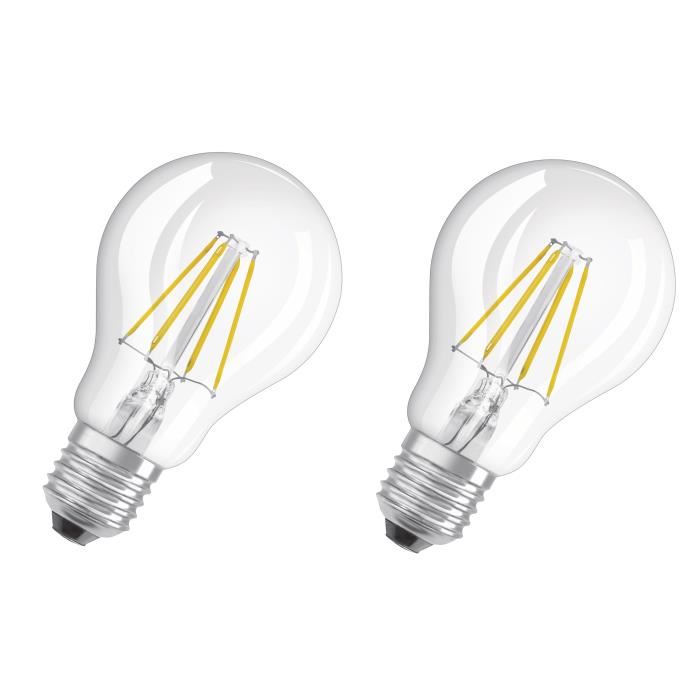 OSRAM Lot de 2 Ampoules LED E27 standard claire 4 W équivalent a 40 W blanc froid