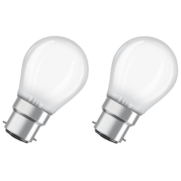 OSRAM Lot de 2 Ampoules LED B22 sphérique dépolie 4 W équivalent a 40 W blanc chaud