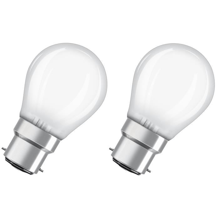 OSRAM Lot de 2 Ampoules LED B22 sphérique dépolie 4,5 W équivalent a 40 W blanc chaud dimmable