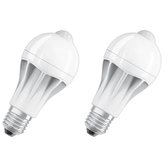 OSRAM Lot de 2 Ampoules LED Star + Motion Sensor E27 standard 11,5 W équivalent a 75 W blanc chaud