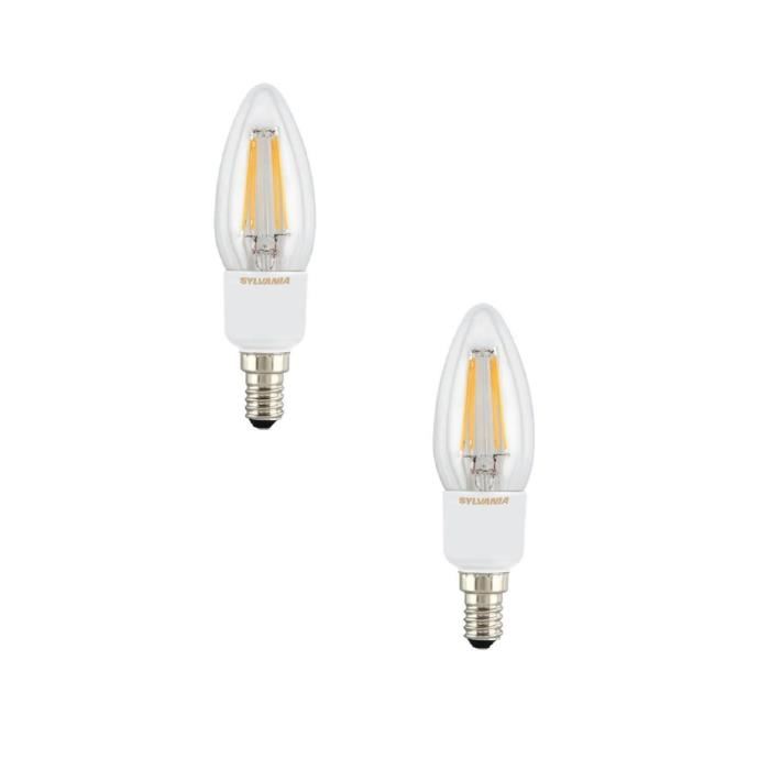 SYLVANIA Lot de 2 ampoules LED a filament Toledo RT Candle E14 4 W équivalent a 40 W