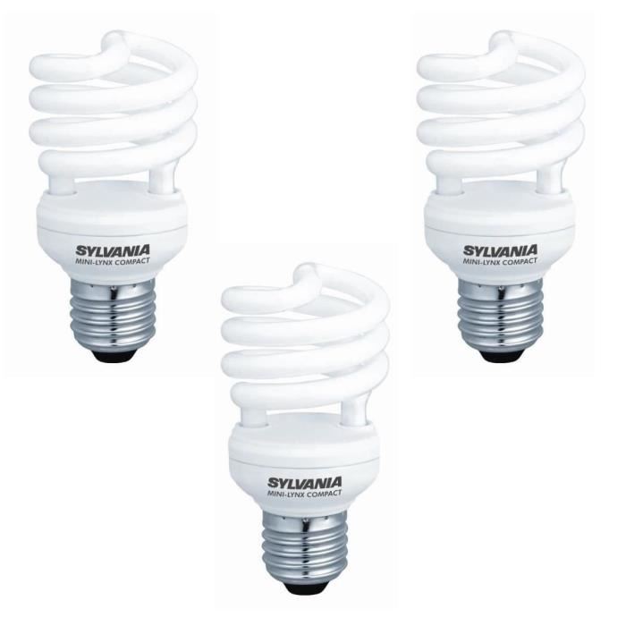 SYLVANIA Lot de 3 ampoules mini-Lynx fluo E27 8 W équivalent a 40 W