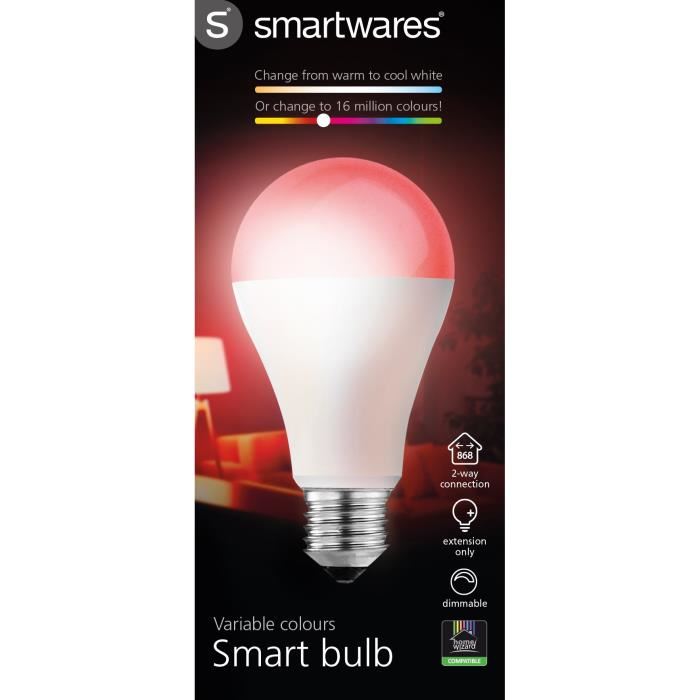 SMARTWARES Ampoule Bulle LED Connectée E27 45 W Blanc et Couleur Variables HW1601