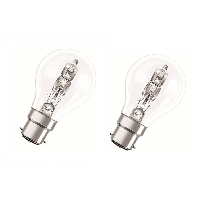 OSRAM Lot de 2 ampoules Eco-Halogenes B22 46 W équivalent a 60 W forme classique