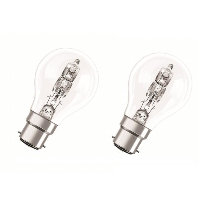 OSRAM Lot de 2 ampoules Eco-Halogenes B22 57 W équivalent a 75 W forme classique