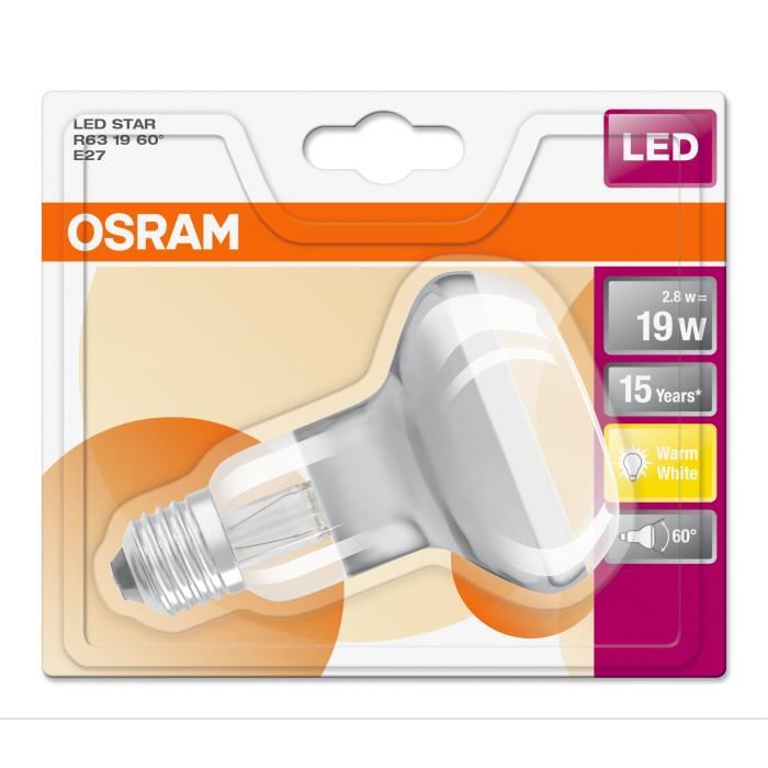 OSRAM Ampoule Spot LED R63 E27 5 W équivalent a 46 W blanc chaud