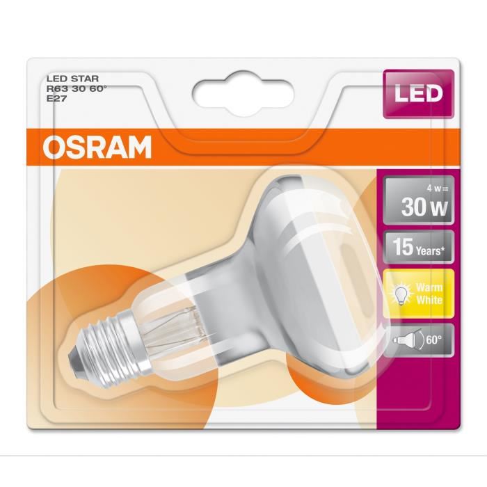 OSRAM Ampoule Spot LED R63 E27 4 W équivalent a 32 W blanc chaud