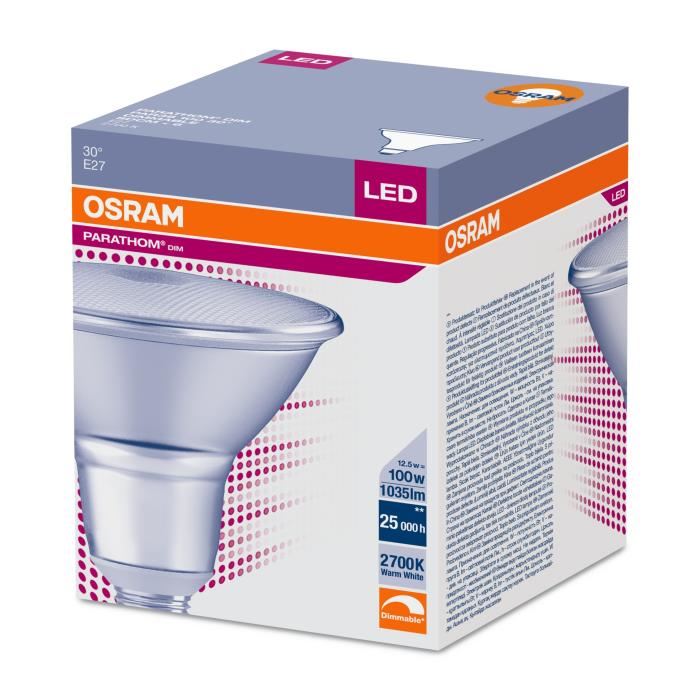 OSRAM Ampoule Spot LED PAR38 E27 12,5 W équivalent a 100 W blanc chaud dimmable