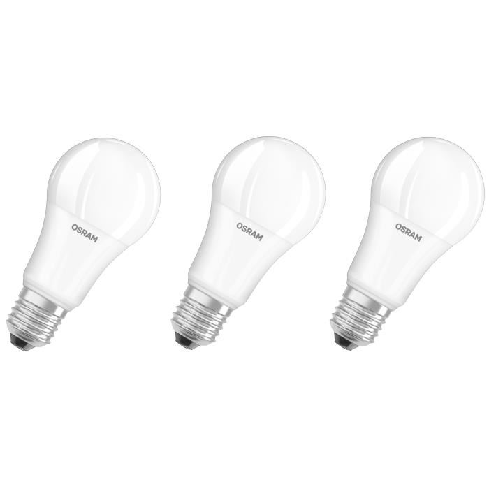 OSRAM Lot de 3 Ampoules LED E27 standard dépolie 14 W équivalent a 100 W blanc chaud