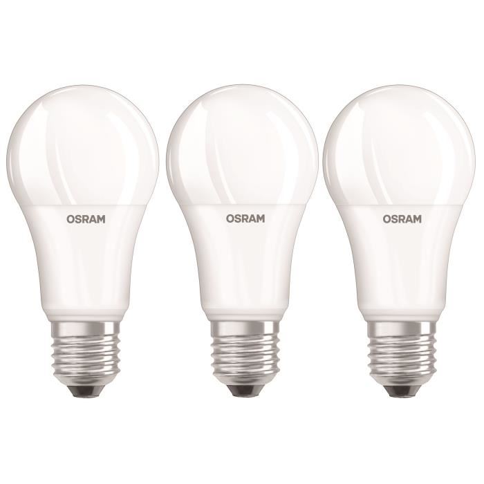 OSRAM Lot de 3 Ampoules LED E27 standard dépolie 14 W équivalent a 100 W blanc chaud