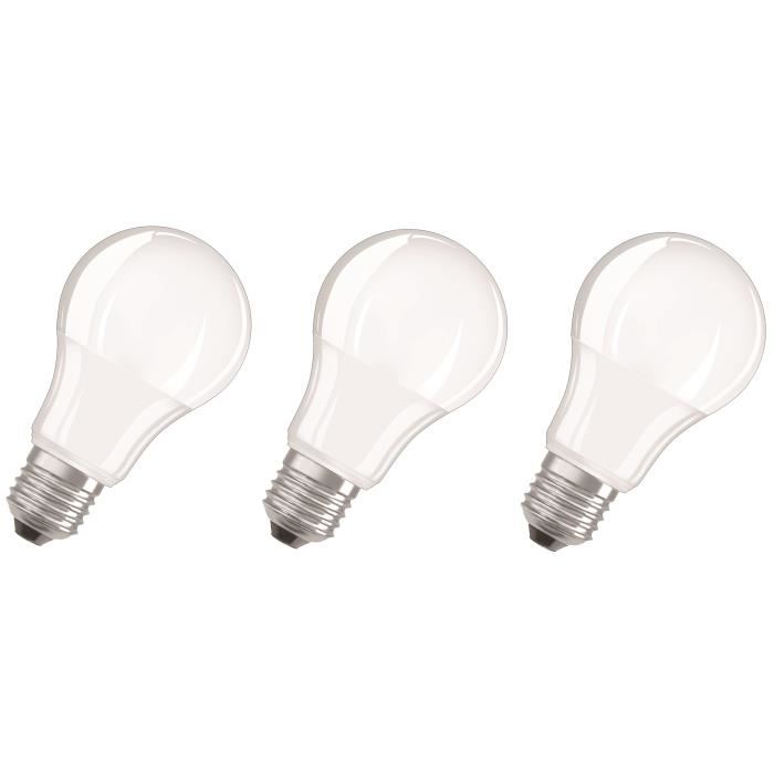 OSRAM Lot de 3 Ampoules LED E27 standard dépolie 10,5 W équivalent a 75 W blanc froid