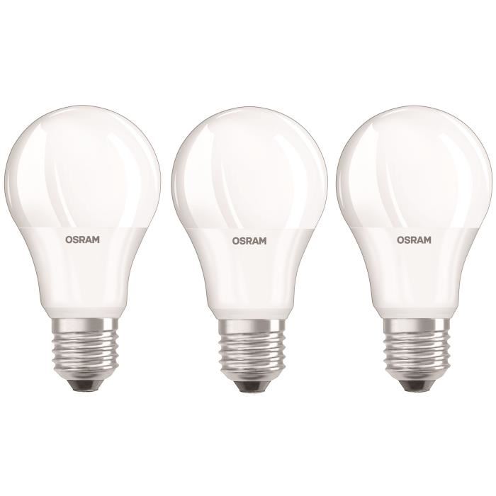 OSRAM Lot de 3 Ampoules LED E27 standard dépolie 10,5 W équivalent a 75 W blanc froid