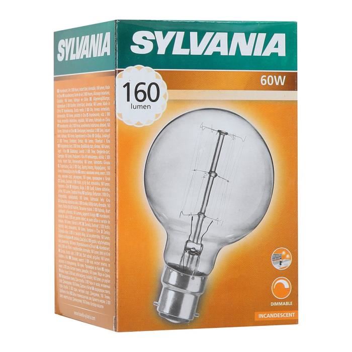 SYLVANIA Ampoule décorative Vintage globe 80 B22 60 W a incandescence