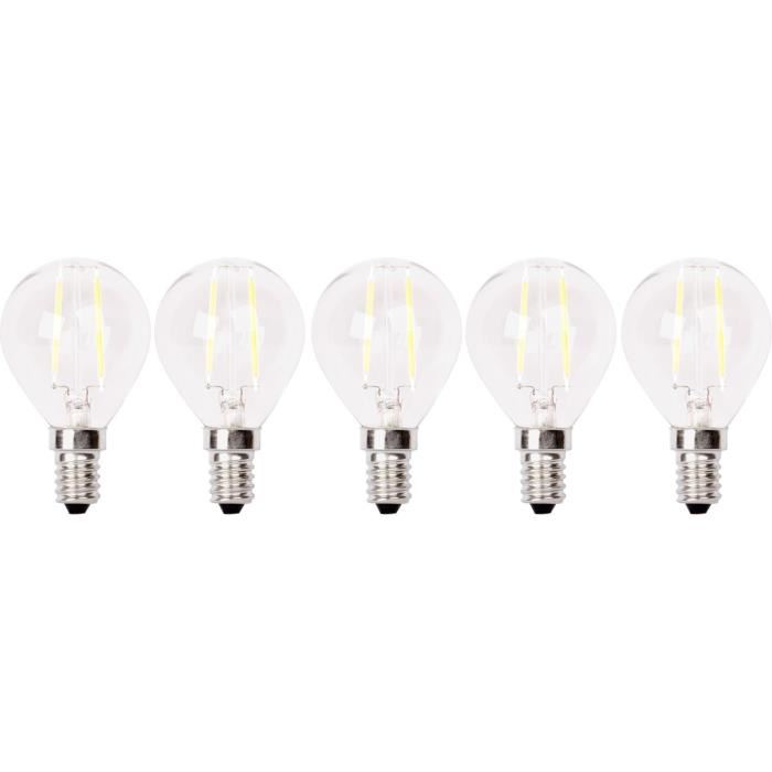 XQ-LITE Lot de 5 ampoules LED filament E14 globe 2W équivalence 20W