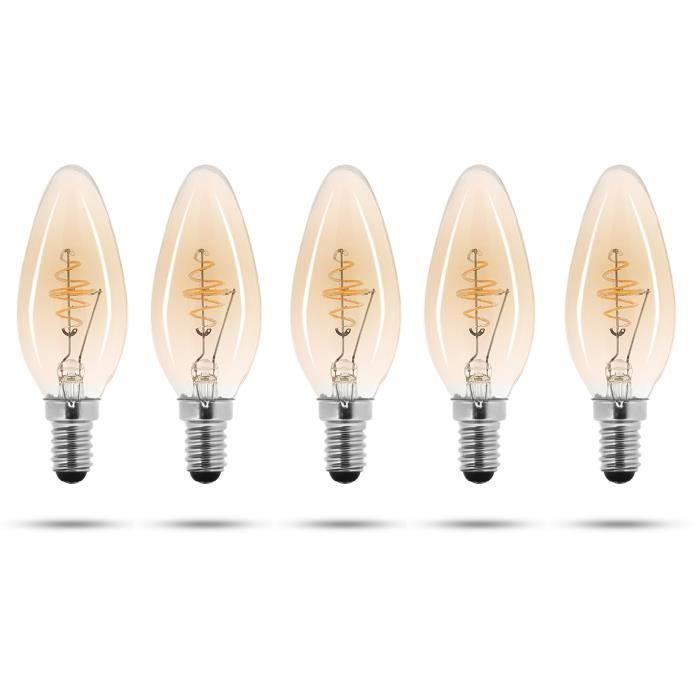 XQ-LITE Lot de 5 ampoules filament LED E14 bougie 2,5 W équivalence 15 W XQ1702