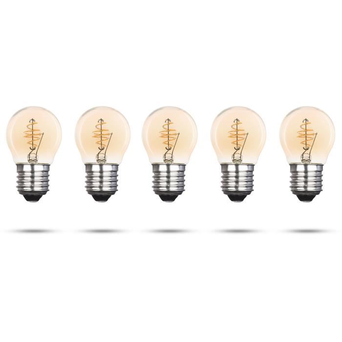 XQ-LITE Lot de 5 ampoules LED E27 mini globe 2,5 W équivalence 15 W XQ1703