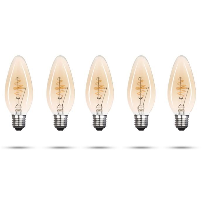 XQ-LITE Lot de 5 ampoules filament LED E27 bougie 2,5 W équivalence 15 W XQ1705