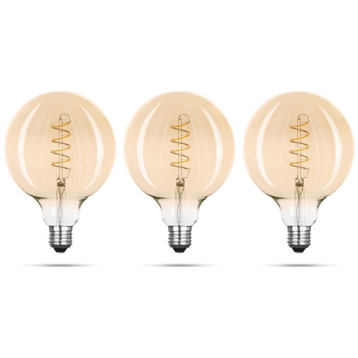 XQ-LITE Lot de 3 ampoules filament LED E27 globe 2,5 W équivalence 15 W XQ1709