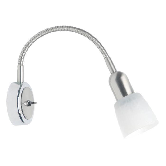 Applique murale flexible Sofia diametre 9 cm E14 40W acier, chrome et blanc