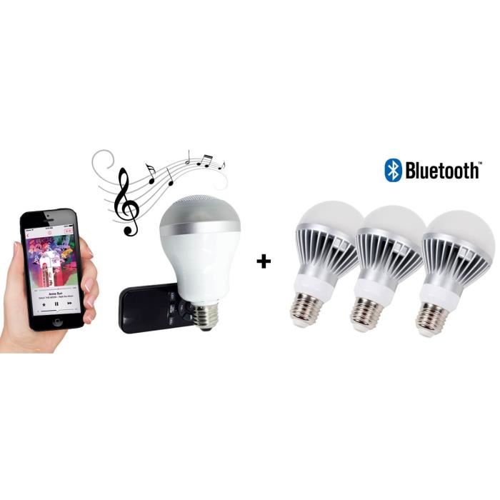 NEW DEAL Pack ambiance 3 ampoules couleur E27 SH201 Bluetooth et ampoule musicale ZicLed W11