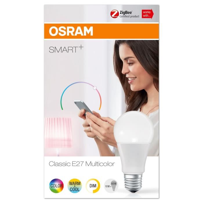 OSRAM SMART+ Ampoule connectée LED E27 10 W équivalent a 60 W couleur RGBW