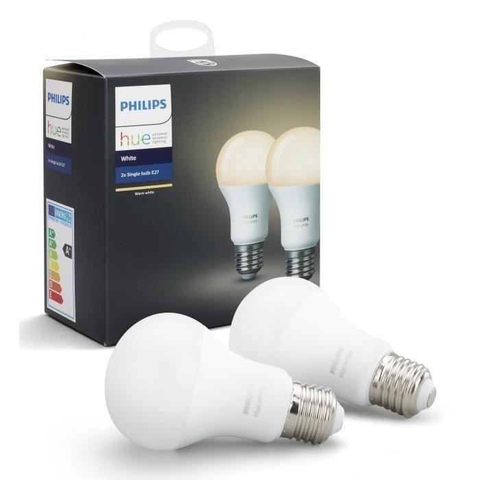 PHILIPS HUE Pack de 2 ampoules connectées White E27