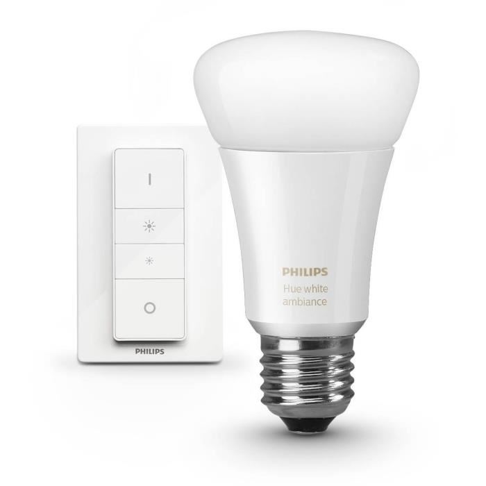 PHILIPS HUE DIM Kit ampoule White Ambiance E27 avec télécommande