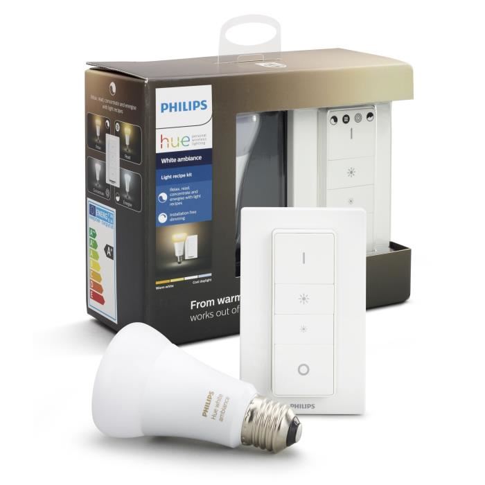 PHILIPS HUE DIM Kit ampoule White Ambiance E27 avec télécommande