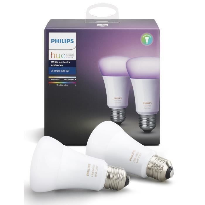 PHILIPS HUE Pack de 2 ampoules White&Color E27