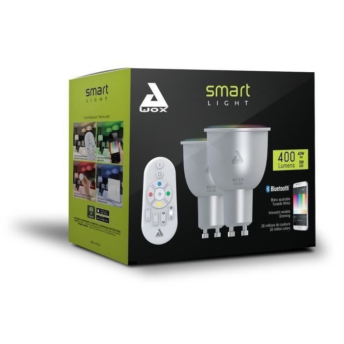 AWOX SMARTKIT 2 Ampoules LED GU10 connectées RGB 40 W blanc avec télécommande