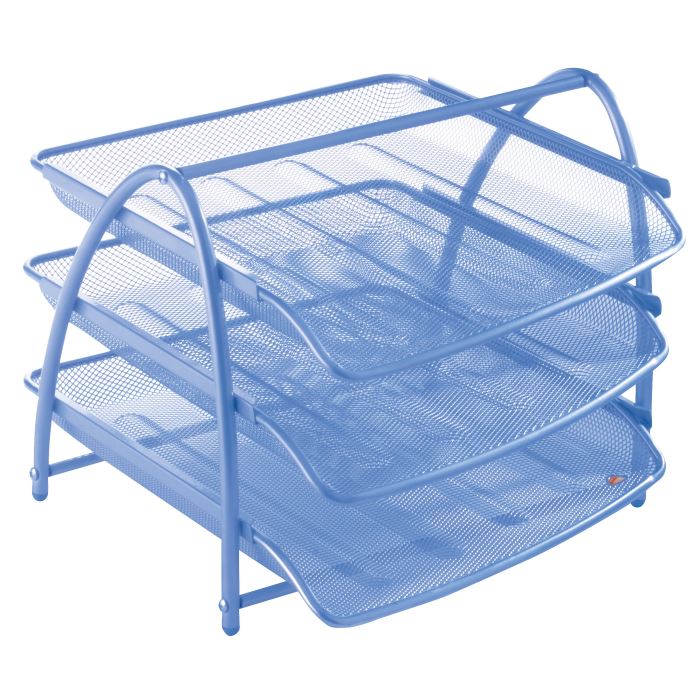 ALBA Boîtes de rangement pour courrier coulissantes en métal mesh bleu lavande