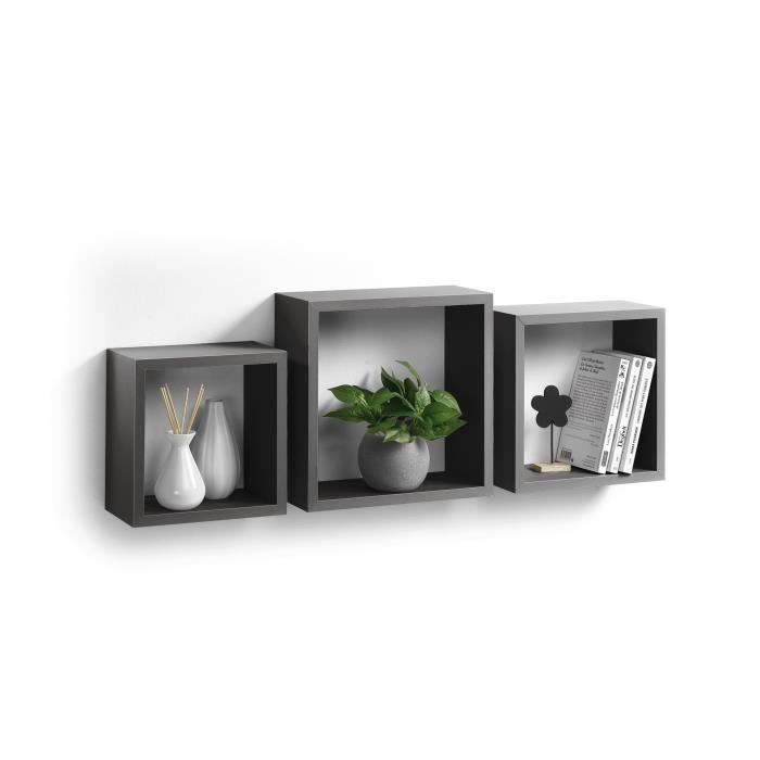 Lot de 3 cubes gigognes 23-26,5-30 cm - Gris anthracite