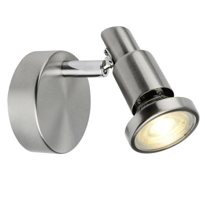 Applique spot LED Ryan hauteur 11 cm diametre 8 cm GU10 5W acier et chrome