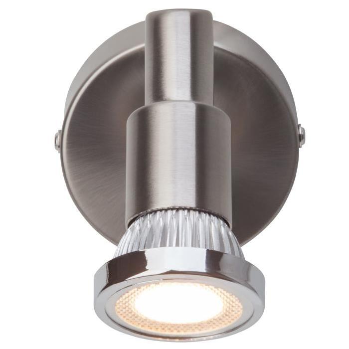 Applique spot LED Ryan hauteur 11 cm diametre 8 cm GU10 5W acier et chrome