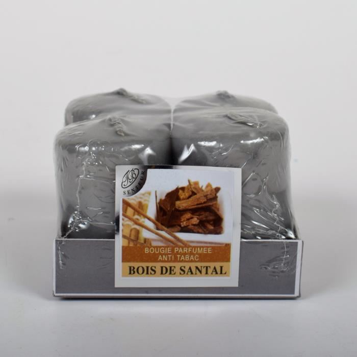 Lot de 4 Bougies Bois de santal - 4x6cm