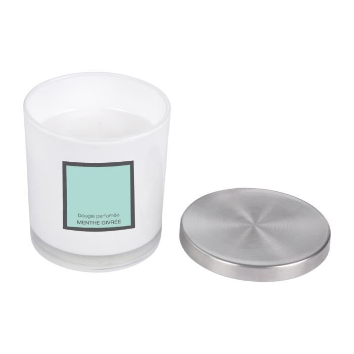 Bougie verrine parfumée - 8,5 x h 9 cm - Menthe givree