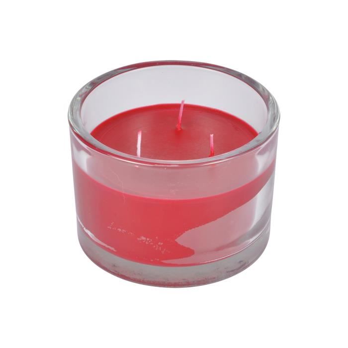 Bougie verrine parfumée - 12 x h 8,5 cm - Fraise