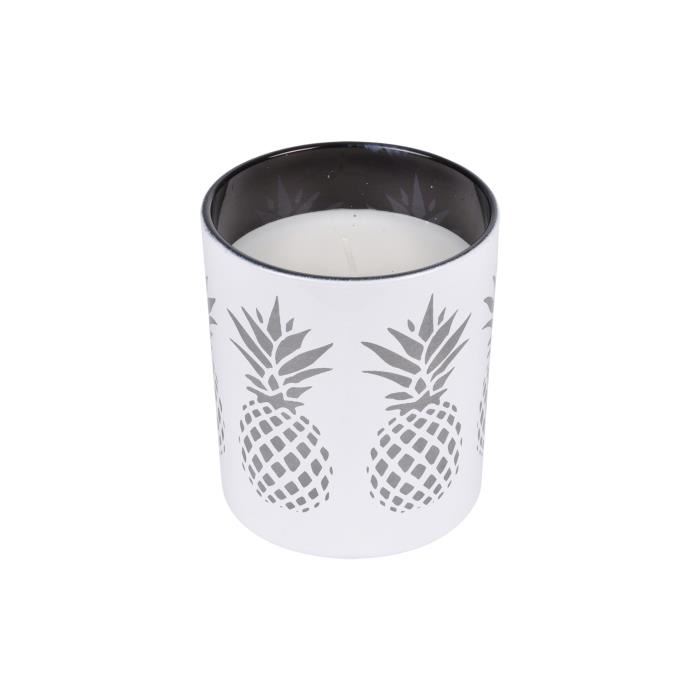 Bougie verrine Ananas parfumée - 9 x 10 cm - Blanc - Ambré