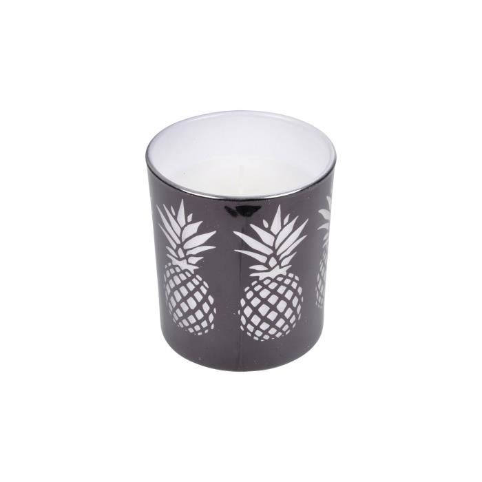 Bougie verrine ananas parfum Ambré 7x8 cm - Noir