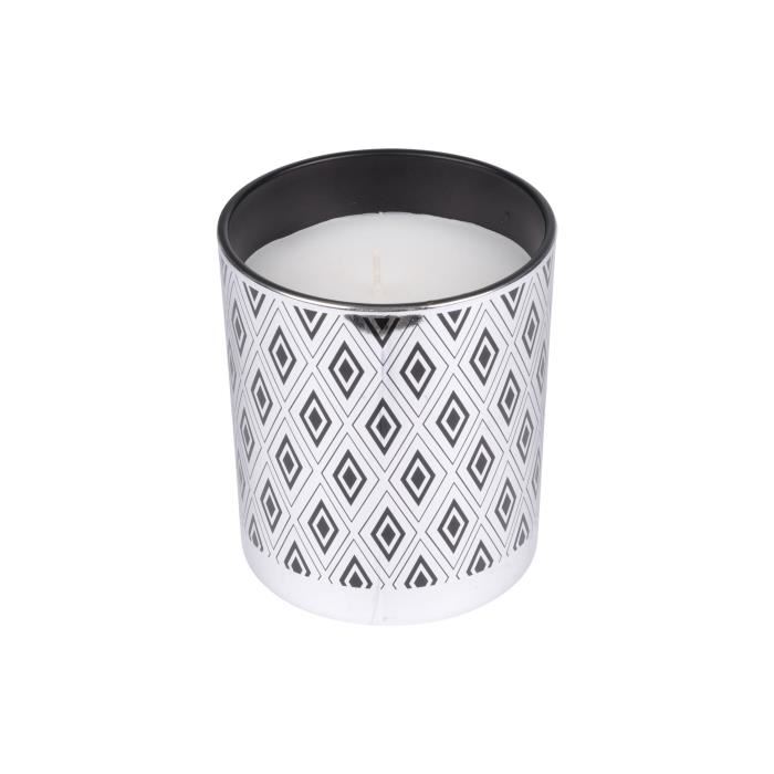 Bougie verrine graphic parfum ambré 9x10 cm - Argent