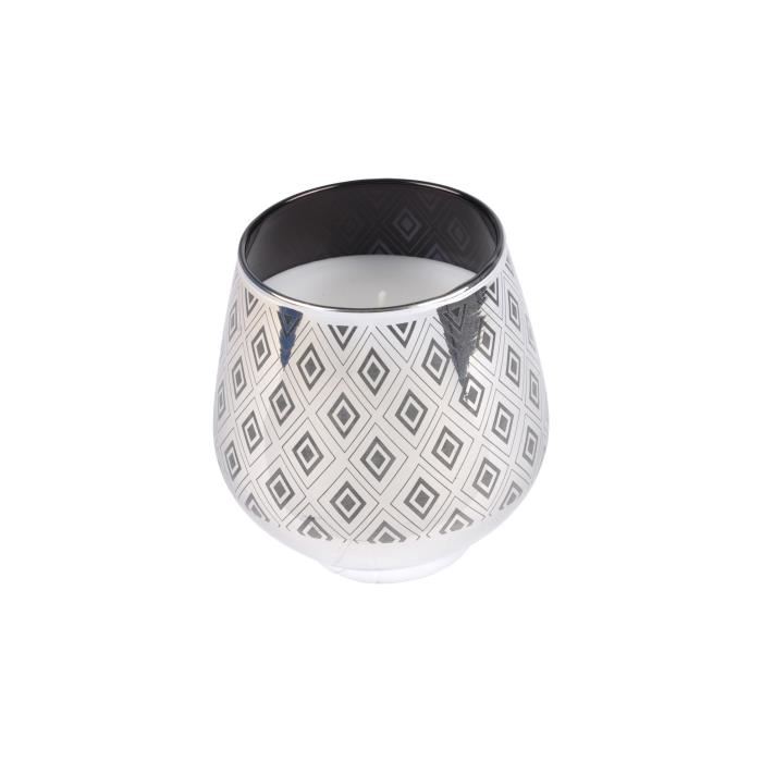 Bougie verrine graphic parfum ambré 7x9,5 cm - Argent