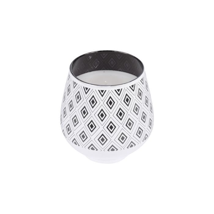 Bougie verrine graphic parfum ambré 7x9,5 cm - Blanc