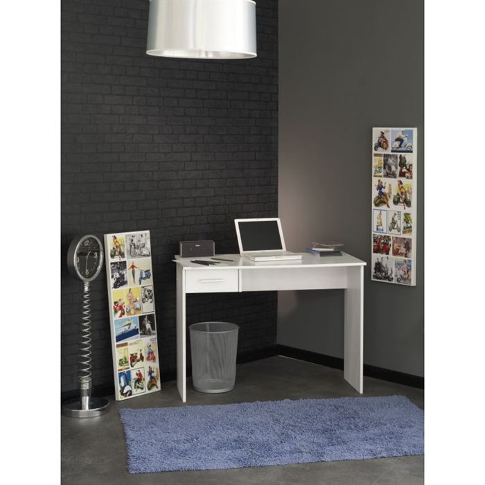 UNIT Bureau Blanc 100x50cm 1 tiroir