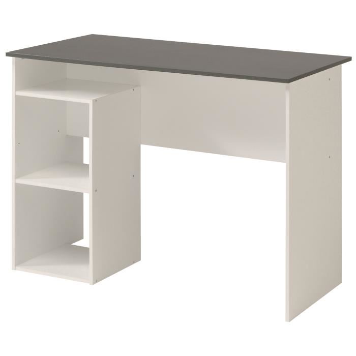 SIA Bureau contemporain décor blanc et gris mat - L 101 cm