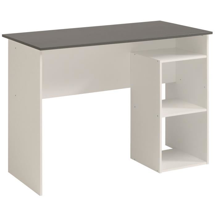 SIA Bureau contemporain décor blanc et gris mat - L 101 cm