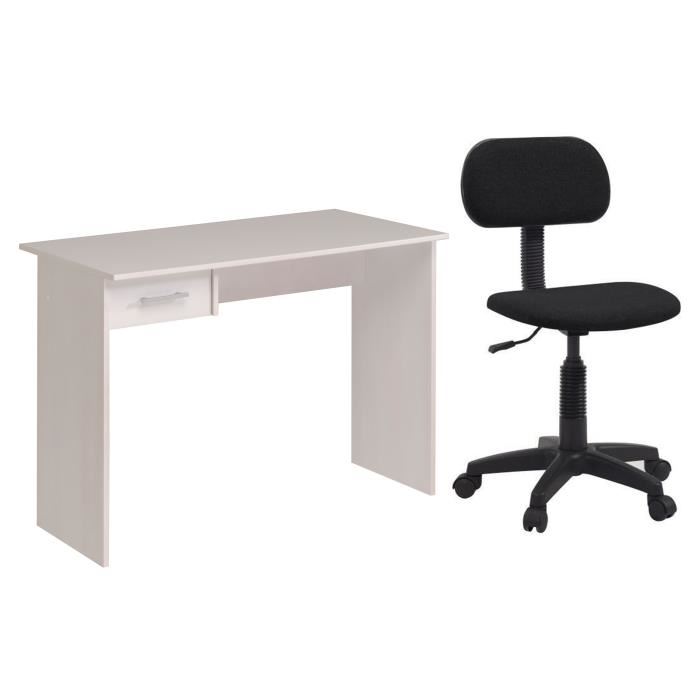 Ensemble Bureau UNIT blanc + chaise de bureau PIKTO noir