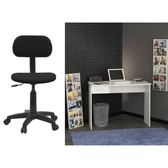 Ensemble Bureau UNIT blanc + chaise de bureau PIKTO noir