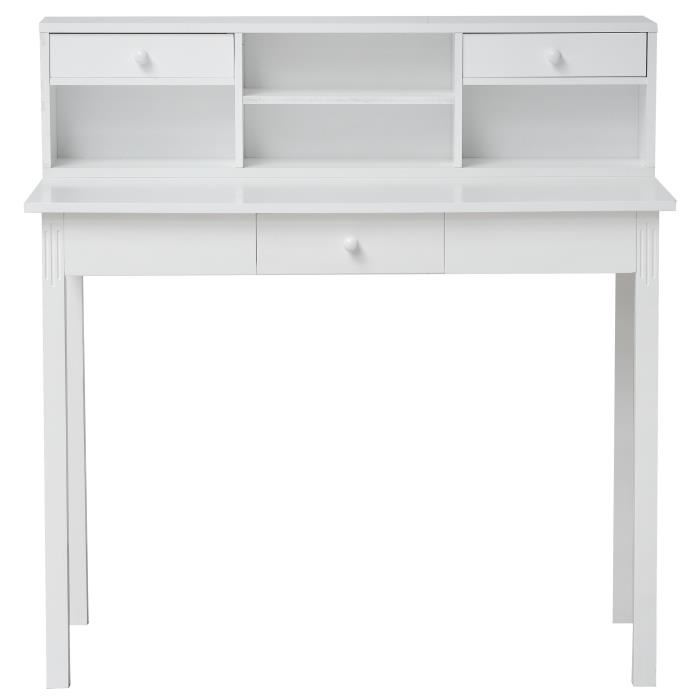 WHITE Bureau classique en bois blanc - L 100 cm