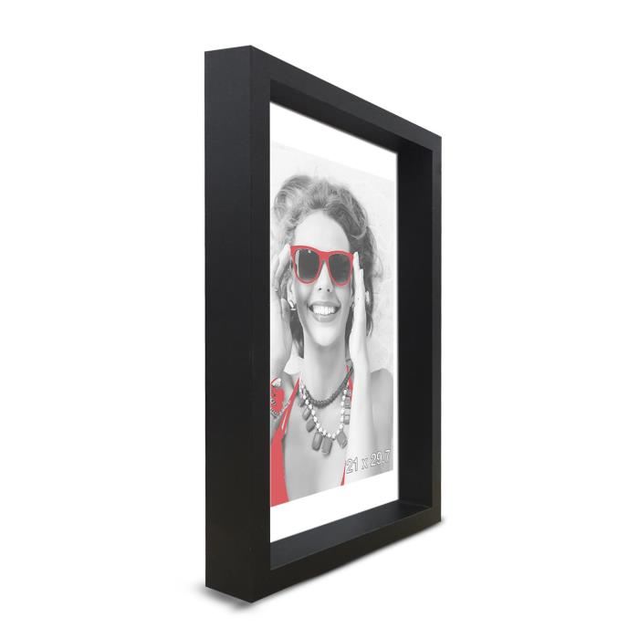 SCALLA Cadre photo moulure coffre 21x29,7 cm noir mat